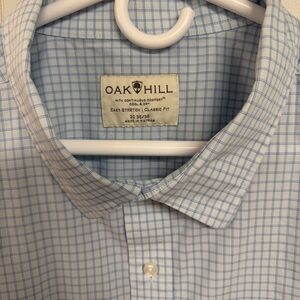 OAK HILL Men's Dress Shirt 
Size 20 35/36 
Blue Checkered Pattern 
Cotton Blend